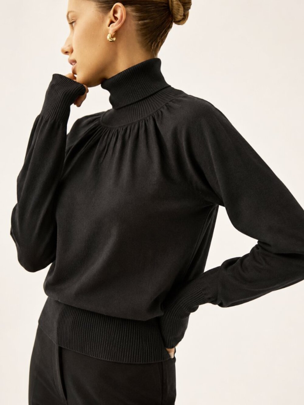 Philippe Adec Silk Cashmere Vintage Black M Turtleneck Sweater Quite Luxury